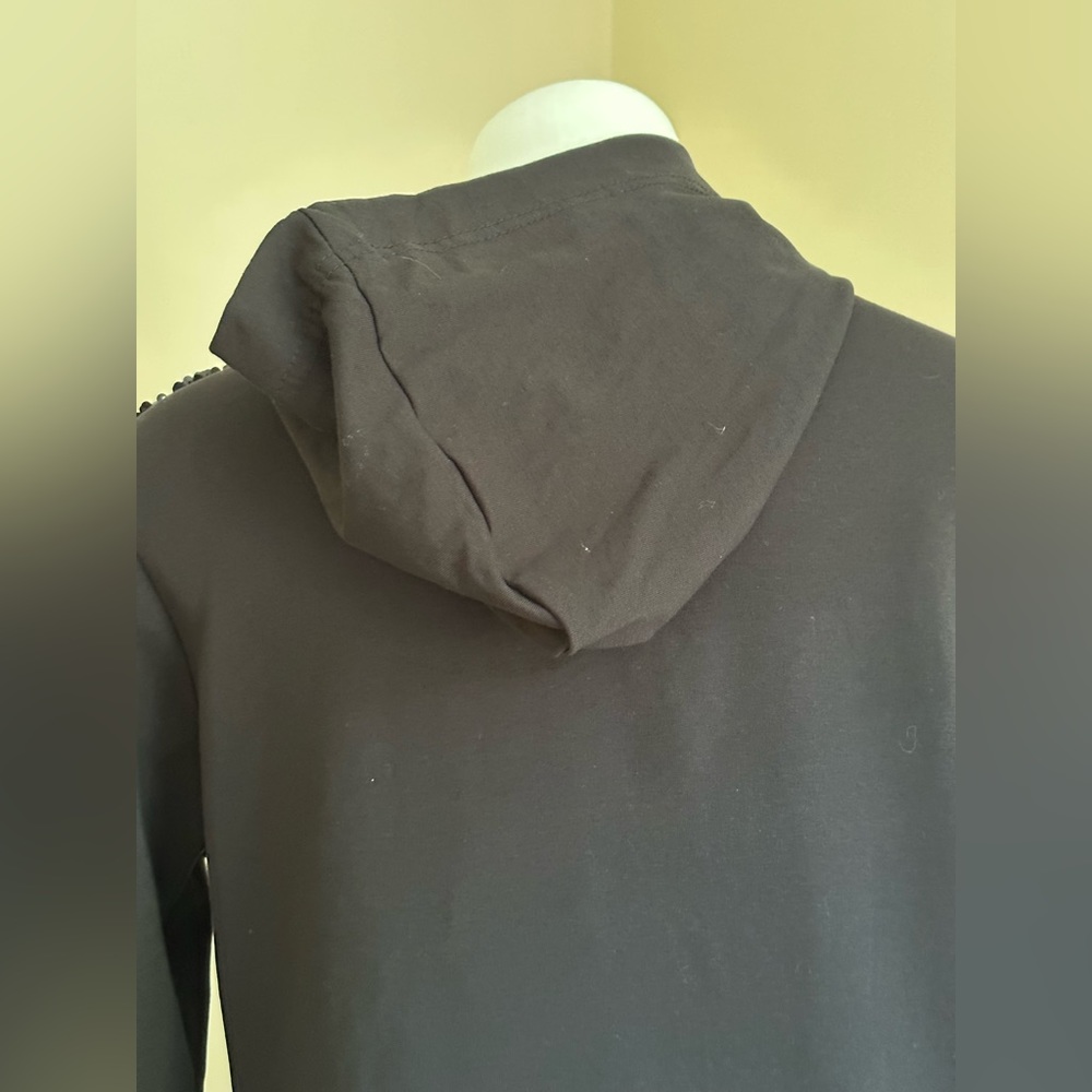 Love Black Sequence Hoodie Casual Dress SZ XL No Tag. Zip Long sleeves Pockets - Picture 4 of 13